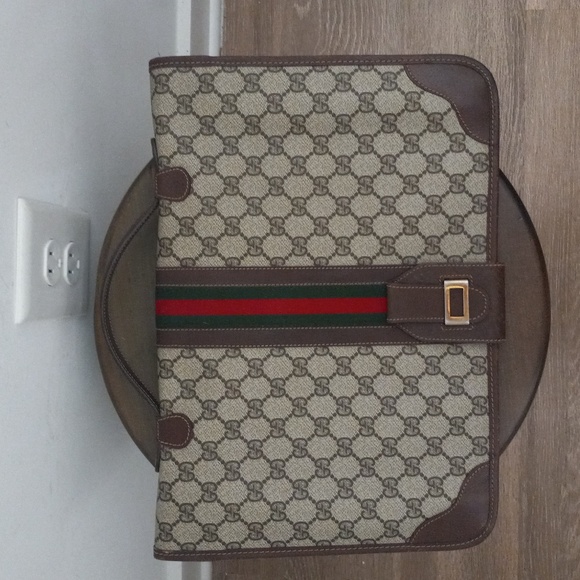 Authentic Vintage Gucci GG Monogram Supreme Sherry Web Ophidia Portfolio Laptop - Picture 2 of 11